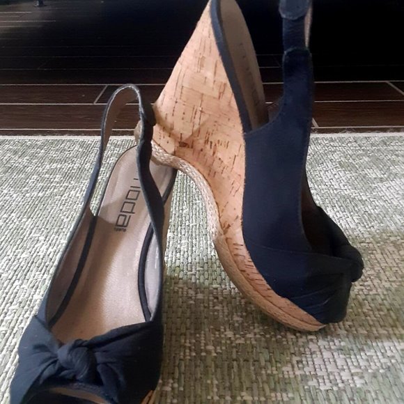 Moda Spana blk Espadrille fabric Wedges - Picture 2 of 9